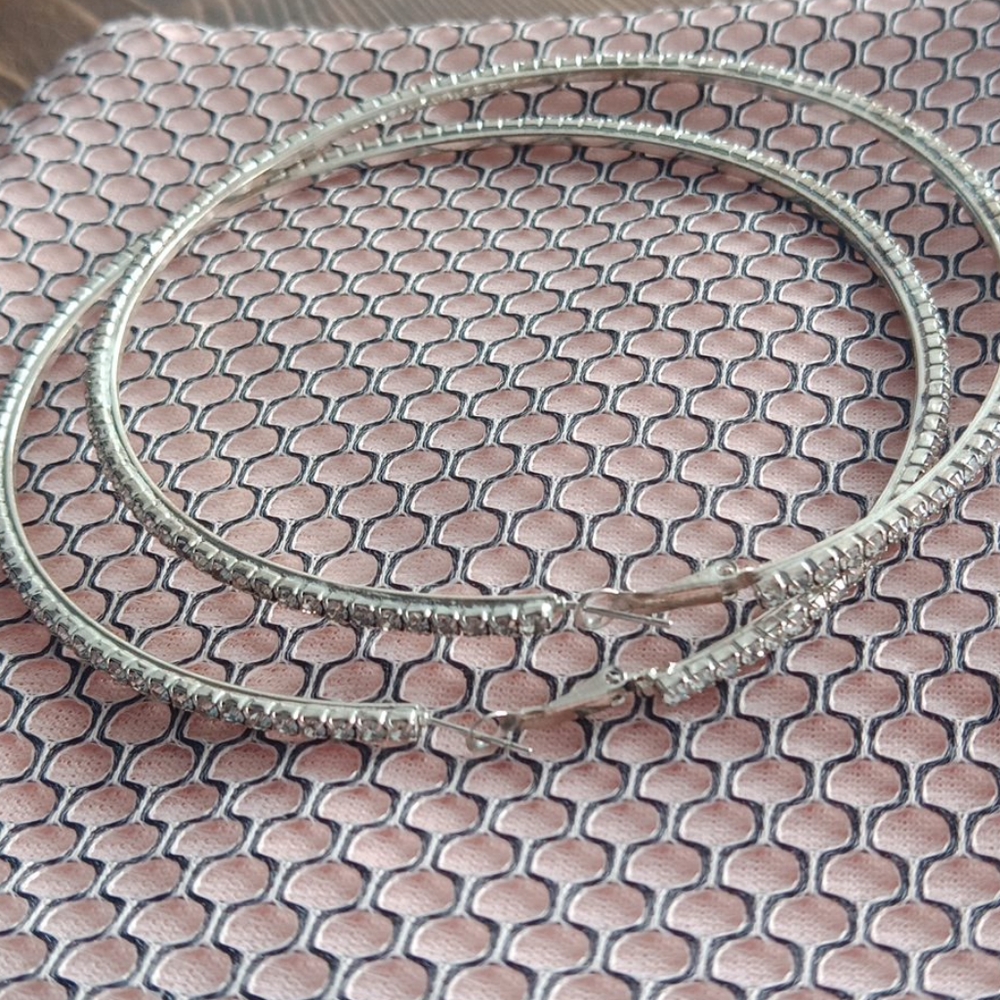 Large Rhinestone Hoops - image 1